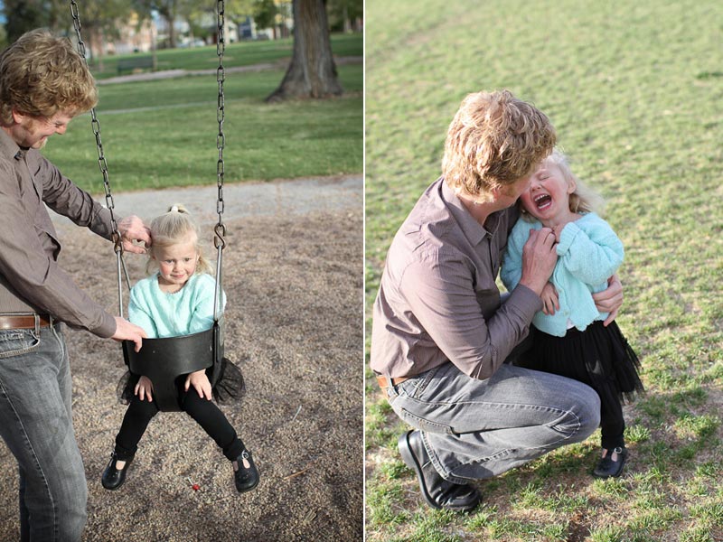 photographs of dad and kid at park in Denver